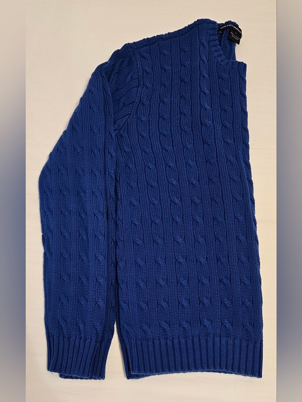Ralph Lauren Sport Cable Knit Sweater Blue 100% Cotton Women’s L - Picture 8 of 10
